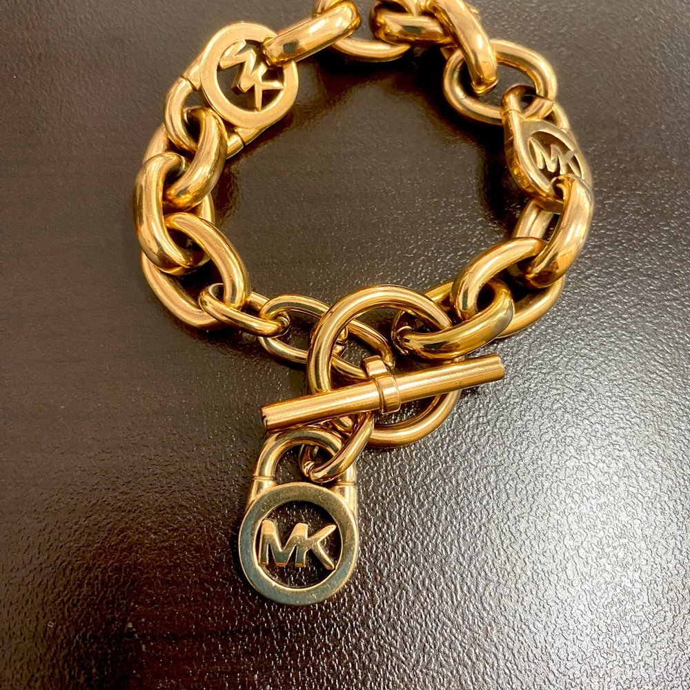Michael Kors Rose Gold Chain Bracelet with Logo Charms